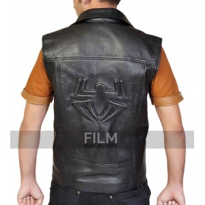 Spiderman Noir Costume Black Leather Jacket Vest